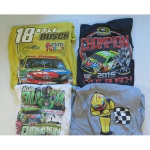 Lot of 4 Early Kyle Busch NASCAR Tshirts Fanatics 2015 Size 3 XL 1 XXL